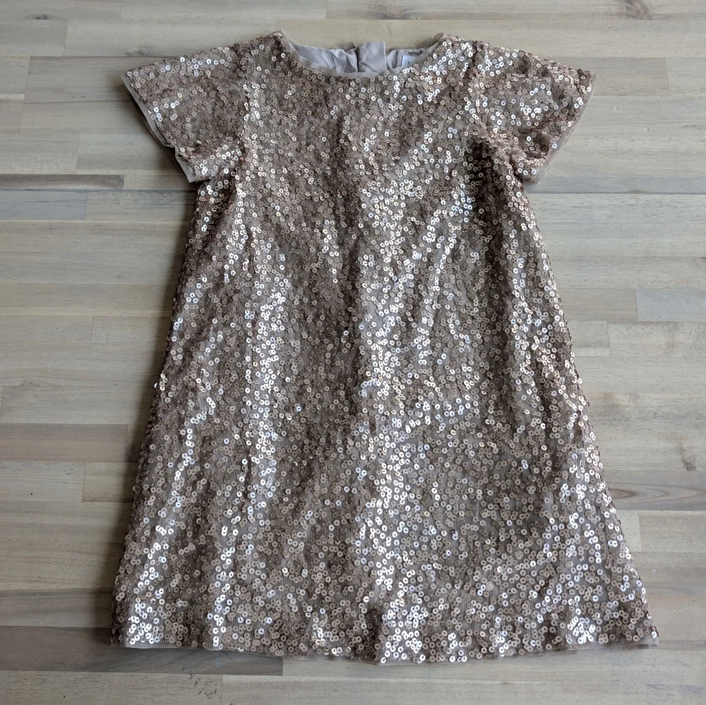 GAP Kids Rose gold Sequin Party‎ Dress (Size Small)